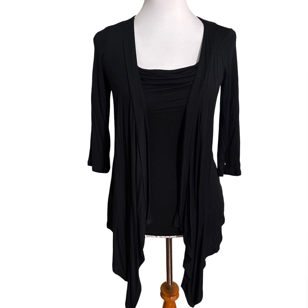 White House Black Market Black Drape Cardigan Top